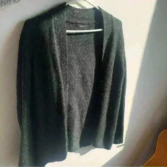 Zara Women’s Knit Grey Open Cardigan Cabincore Sweater Small 8 - Picture 2 of 7